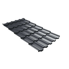 Металлочерепица Grand Line Квинта плюс 3Д (Kvinta plus 3D) 0,45 PE (полиэстер) RAL 7024 мокрый асфальт