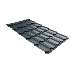 Металлочерепица Grand Line Квинта плюс (Kvinta plus) 0,5 Satin RAL 7016 антрацитово-серый