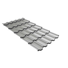Металлочерепица Grand Line Квинта плюс 3Д (Kvinta plus 3D) 0,45 PE (полиэстер) RAL 9006 бело-алюминиевый