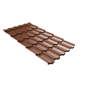 Металлочерепица Grand Line Квинта плюс 3Д (Kvinta plus 3D) 0,5 Satin Matt RAL 8004 терракота