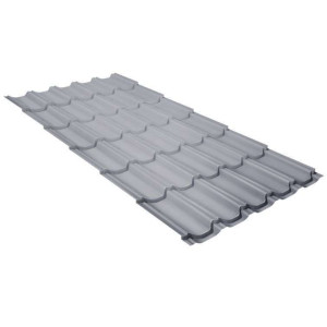 Металлочерепица Grand Line Квинта плюс (Kvinta plus) 0,5 Satin RAL 9006 бело-алюминиевый