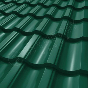 Металлочерепица Стинержи (Stynergy)  Garda CORUNDUM50 RAL 6005 зелёный мох 0.50