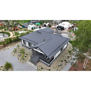 Металлочерепица Grand Line Классик (Classic) v01 0,5 Satin Matt TX RAL 7024 мокрый асфальт