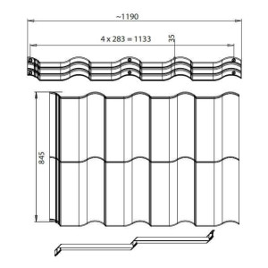 Металлочерепица BudMat (БудМат) коллекция Феррара D-Matt 0.5 цвет Ral 7024 (графитовый)