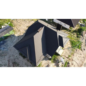 Металлочерепица Grand Line Квинта плюс (Kvinta plus) 0,5 Rooftop Бархат RR 32 темно-коричневый
