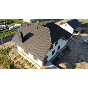 Металлочерепица Grand Line Квинта плюс (Kvinta plus) 0,5 Rooftop Бархат RR 32 темно-коричневый
