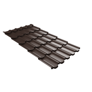 Металлочерепица Grand Line Квинта плюс 3Д (Kvinta plus 3D) 0,5 Satin Matt RAL 8017 шоколад