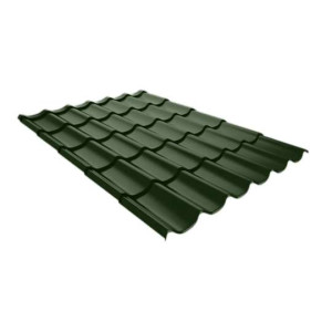 Металлочерепица Руукки (Ruukki) Monterrey FEB Forma 05 Polyester (PE) Zn 275 (хвойно-зелёный) RR11