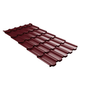 Металлочерепица Grand Line Квинта плюс 3Д (Kvinta plus 3D) 0,45 Drap RAL 3005 красное вино