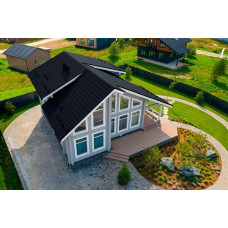 Металлочерепица Grand Line Классик (Classic) 0,5 GreenCoat Pural BT, matt RR 23 темно-серый (RAL 7024 мокрый асфальт)