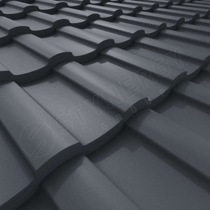 Металлочерепица Стинержи (Stynergy)  Stella Rooftop Бархат RAL 7024 графитовый серый 0.50