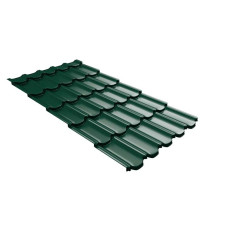 Металлочерепица Grand Line Квинта плюс 3Д (Kvinta plus 3D) 0,45 PE (полиэстер) RAL 6005 зеленый мох