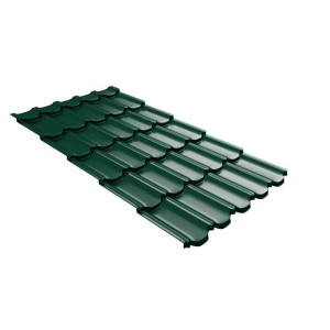 Металлочерепица Grand Line Квинта плюс 3Д (Kvinta plus 3D) 0,45 PE (полиэстер) RAL 6005 зеленый мох