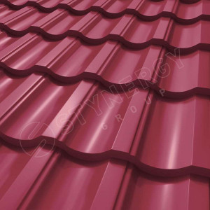Металлочерепица Стинержи (Stynergy)  Garda CORUNDUM50 RAL 3003 рубиново-красный 0.50