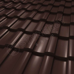 Металлочерепица Стинержи (Stynergy)  Stella Rooftop Кашемир RAL 8017 шоколадно-коричневый 0.50