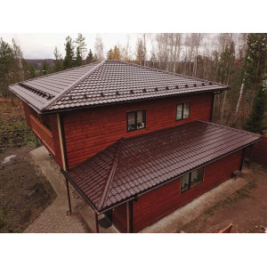 Металлочерепица Grand Line Квинта Уно (Kvinta Uno) 0,5 Satin RAL 8017 шоколад