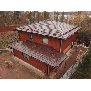 Металлочерепица Grand Line Квинта Уно (Kvinta Uno) 0,5 Satin RAL 8017 шоколад