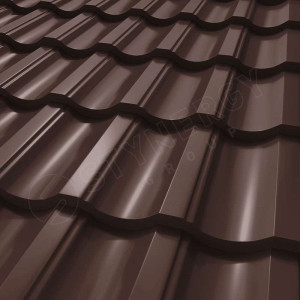 Металлочерепица Стинержи (Stynergy)  Garda CORUNDUM50 RAL 8017 шоколадно-коричневый 0.50