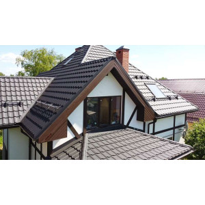 Металлочерепица Grand Line Квинта плюс (Kvinta plus) 0,5 Rooftop Бархат RAL 9005 черный