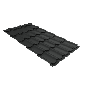 Металлочерепица Grand Line Квинта плюс (Kvinta plus) 0,5 GreenCoat Pural BT, matt RR2H3 (RAL 7016 антрацитово-серый)