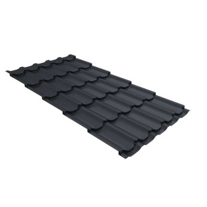 Металлочерепица Grand Line Квинта плюс (Kvinta plus) 0,5 PurPro Matt 275 RAL 7024 мокрый асфальт