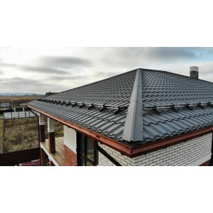 Металлочерепица Grand Line Кредо (Kredo) v01 0,5 Rooftop Бархат RAL 7016 антрацитово-серый