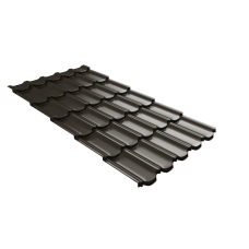 Металлочерепица Grand Line Квинта плюс 3Д (Kvinta plus 3D) 0,5 Velur X RR 32 темно-коричневый