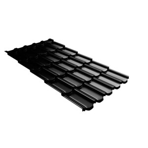 Металлочерепица Grand Line Квинта плюс 3Д (Kvinta plus 3D) 0,5 GreenCoat Pural BT, matt RR 33 черный (RAL 9004 сигнальный черный)