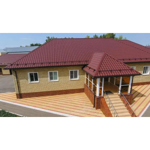 Металлочерепица Grand Line Камея (Kamea) v01 0,5 Satin Matt RAL 3005 красное вино