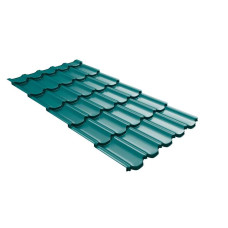 Металлочерепица Grand Line Квинта плюс 3Д (Kvinta plus 3D) 0,45 PE (полиэстер) RAL 5021 водная синь