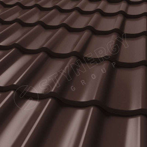 Металлочерепица Стинержи (Stynergy)  СМ Классик Rooftop Кашемир RAL 8017 шоколадно-коричневый 0.50