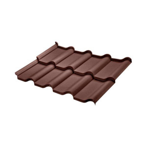 Металлочерепица BudMat (БудМат) коллекция Феррара X-Matt 0.5 цвет 384 (коричневый)