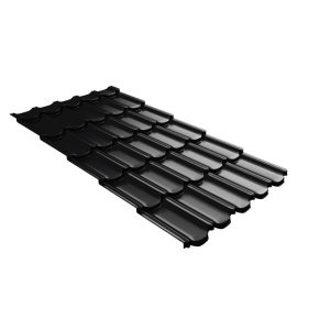 Металлочерепица Grand Line Квинта плюс 3Д (Kvinta plus 3D) 0,45 Drap-double TX RAL 9005 черный