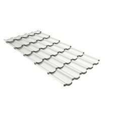 Металлочерепица Grand Line Квинта плюс 3Д (Kvinta plus 3D) 0,45 PE (полиэстер) RAL 9003 сигнальный белый