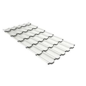 Металлочерепица Grand Line Квинта плюс 3Д (Kvinta plus 3D) 0,45 PE (полиэстер) RAL 9003 сигнальный белый