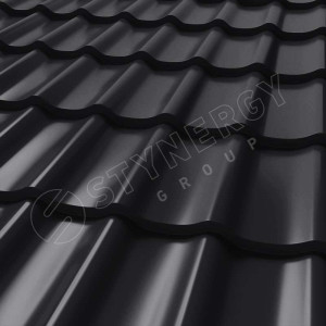 Металлочерепица Стинержи (Stynergy)  СМ Классик CORUNDUM50 RAL 9005 глубокий черный 0.50