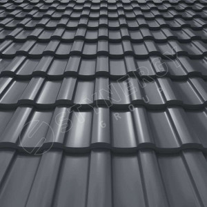 Металлочерепица Стинержи (Stynergy)  Stella CORUNDUM50 RAL 7024 графитовый серый 0.50