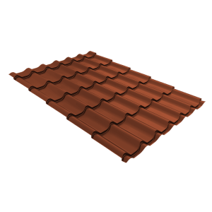 Металлочерепица Grand Line Классик (Classic) v01 0,5 Satin Matt RAL 8004 терракота