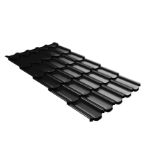 Металлочерепица Grand Line Квинта плюс 3Д (Kvinta plus 3D) 0,5 Satin Matt TX RAL 9005 черный