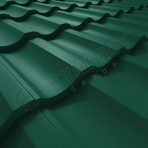 Металлочерепица Стинержи (Stynergy)  Garda Rooftop Бархат RAL 6005 зелёный мох 0.50
