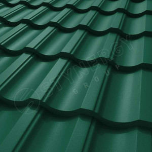 Металлочерепица Стинержи (Stynergy)  Garda Rooftop Бархат RAL 6005 зелёный мох 0.50