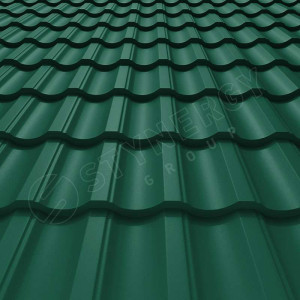 Металлочерепица Стинержи (Stynergy)  Garda Rooftop Бархат RAL 6005 зелёный мох 0.50
