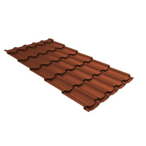 Металлочерепица Grand Line Квинта плюс (Kvinta plus) 0,5 Satin Matt TX RAL 8004 терракота