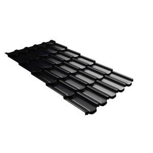 Металлочерепица Grand Line Квинта плюс 3Д (Kvinta plus 3D) 0,45 Drap RAL 9005 черный