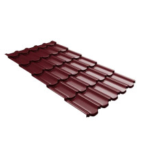 Металлочерепица Grand Line Квинта плюс 3Д (Kvinta plus 3D) 0,45 PE (полиэстер) RAL 3005 красное вино