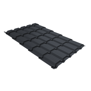 Металлочерепица Grand Line Квадро профи (Верховье) (Quadro Profi) v01 0,5 Satin RAL 7024 мокрый асфальт