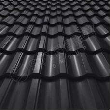 Металлочерепица Стинержи (Stynergy)  Garda CORUNDUM50 RAL 9005 глубокий черный 0.50