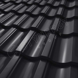 Металлочерепица Стинержи (Stynergy)  Garda CORUNDUM50 RAL 9005 глубокий черный 0.50