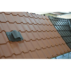 Металлочерепица Grand Line Камея (Kamea) v01 0,5 PurLite Matt RAL 8004 терракота