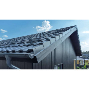 Металлочерепица Grand Line Квинта плюс 3Д (Kvinta plus 3D) 0,5 Satin RAL 7024 мокрый асфальт